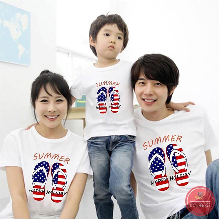 Áo gia đình SUMMER - ĐỦ SIZE màu trắng GD312T