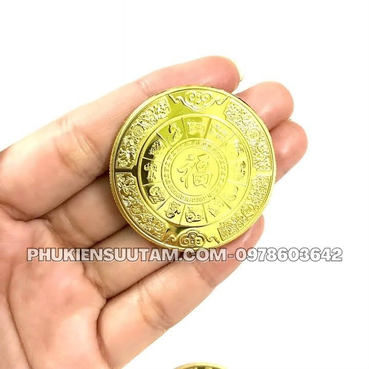 Xu 12 Con Giáp Tuổi Sửu, đường kính: 4cm, màu vàng - SP005818