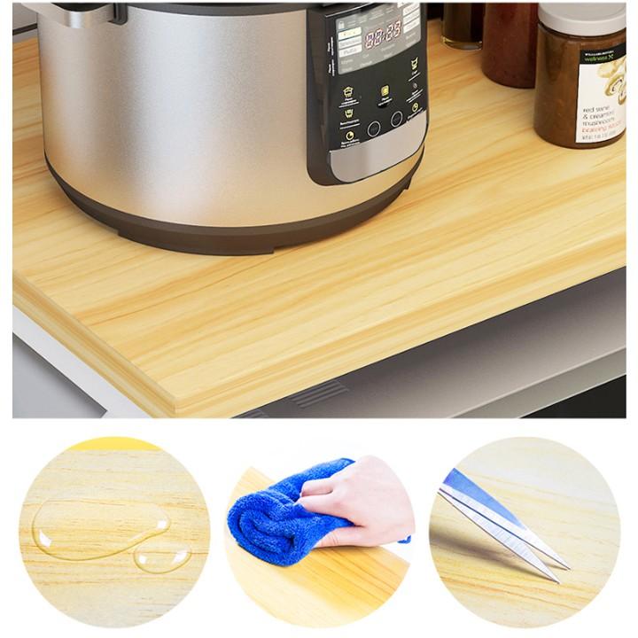 Kệ nhà bếp lò vi sóng tủ nhà bếp 4tầng bằng gỗ khung thép chắc chắn giá để đồ dùng nhà bếp gọn gàng tiết kiệm không gian