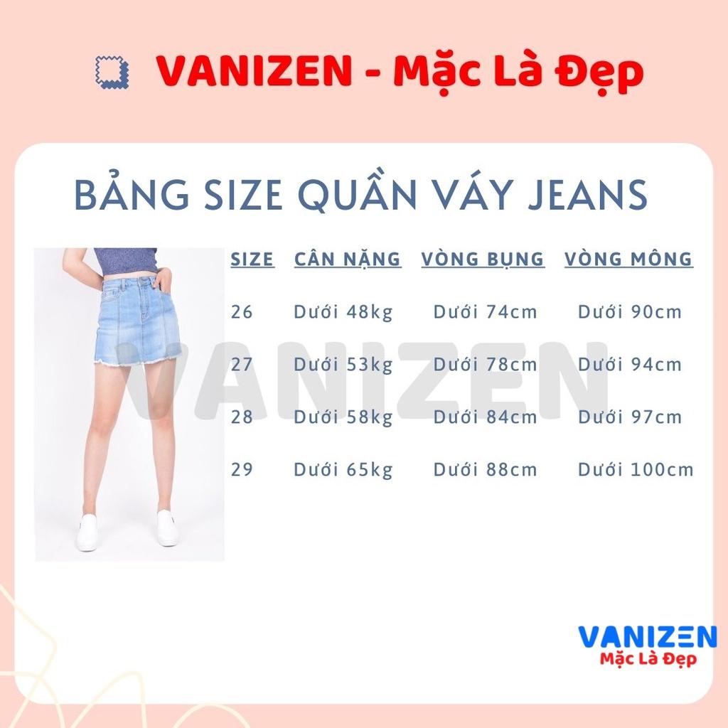 Chân váy jean nữ có quần bên trong đẹp lưng cao cạp cao xước nhẹ gân gấu tua rua hàng cao cấp mã 4160 VANIZEN