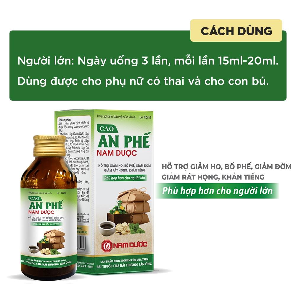 Cao An Phế Nam Dược 110ml cao thảo dược đậm đặc hỗ trợ giảm ho, giảm đờm, giảm rát họng, khản tiếng