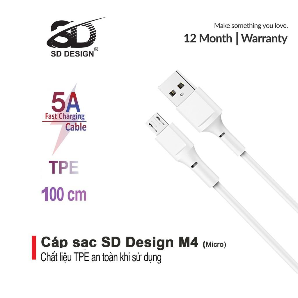 Cáp sạc Micro SD DESIGN M4 - sạc ổn định, chất liệu PC cao cấp, an toàn khi sử dụng, bảo hành 1 đổi 1