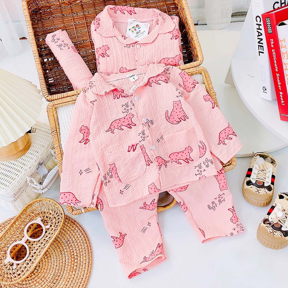 Pijama cho bé gái và bé trai dài tay tăm xốp pizama nhiều màu MamLa B105