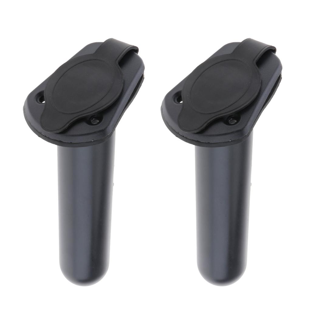 2 Pack 60° Kayak Flush Mount Fishing Rod Holder with Cap Boat Canoe Tackle Black