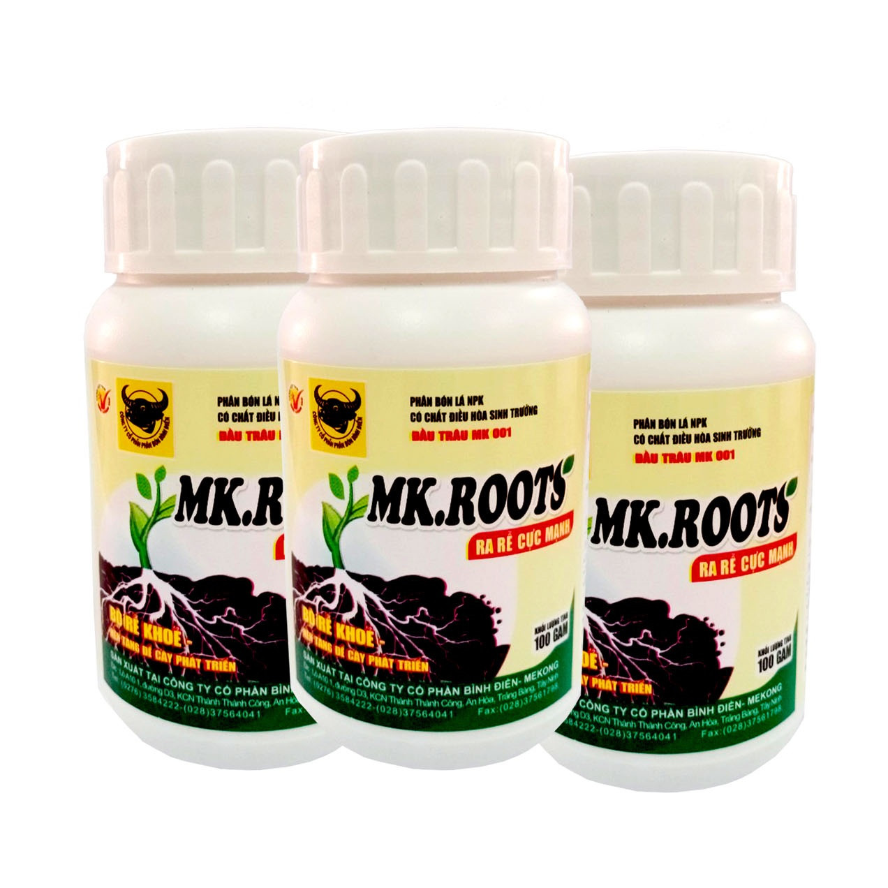 03 hộp Phân bón đầu trâu MK ROOTS giúp Ra rễ cực mạnh - Bật chồi - Đẻ nhánh hộp 100g