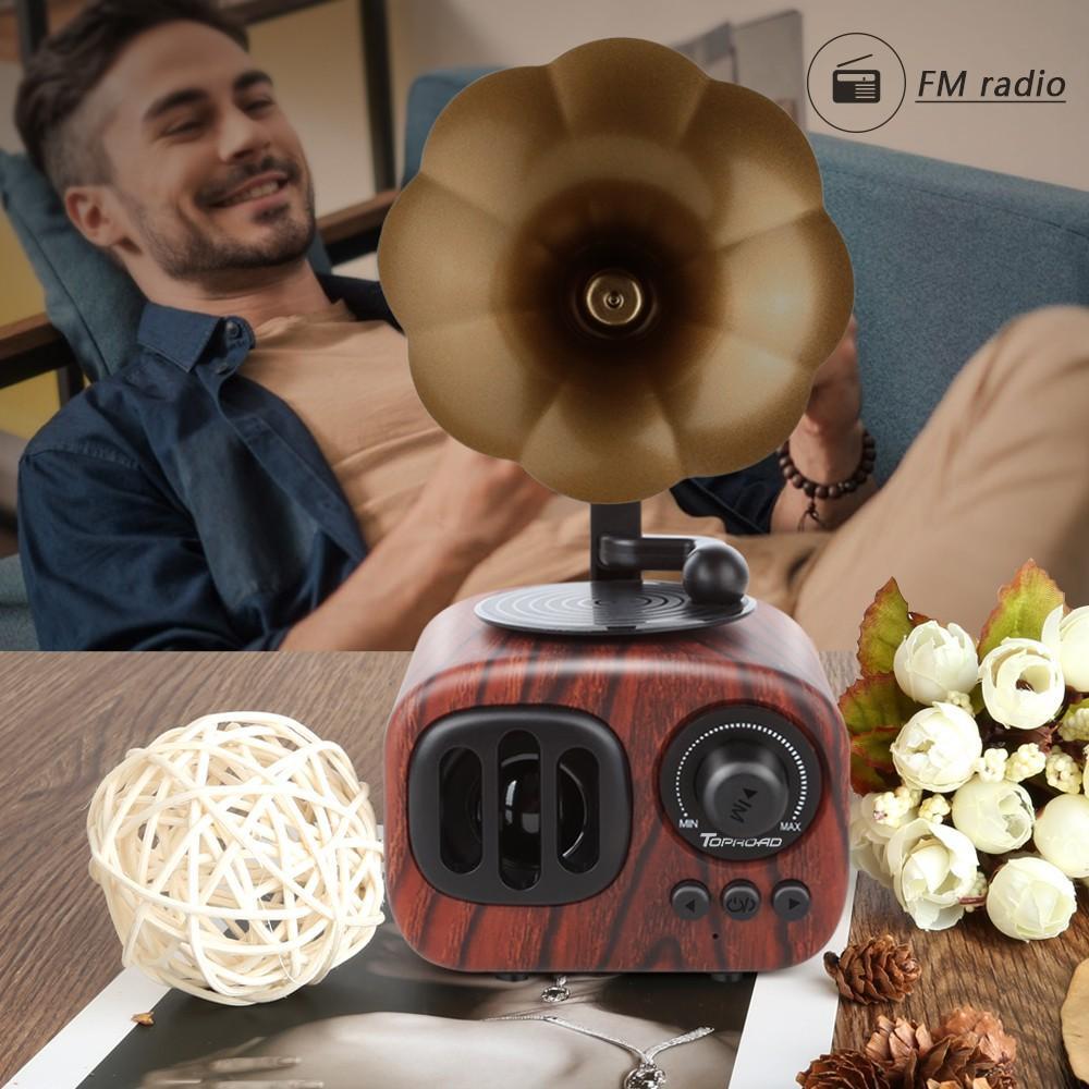 Loa Bluetooth gỗ mini phong cách retro