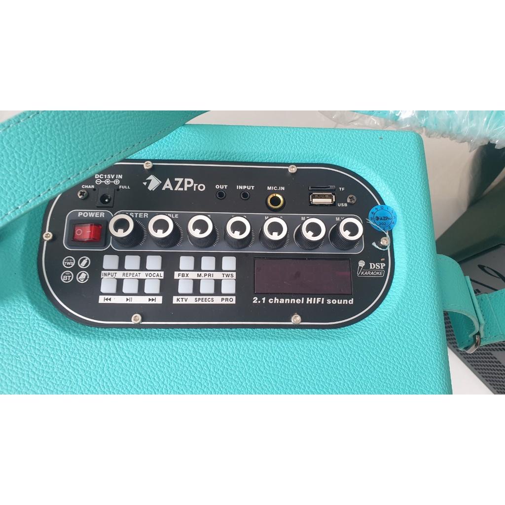 Loa Xách Tay karaoke Bluetooth Azpro 366 Mẫu Mới Bass 15cm 1 Trung 1 Treble 2 Mic Chống Hú