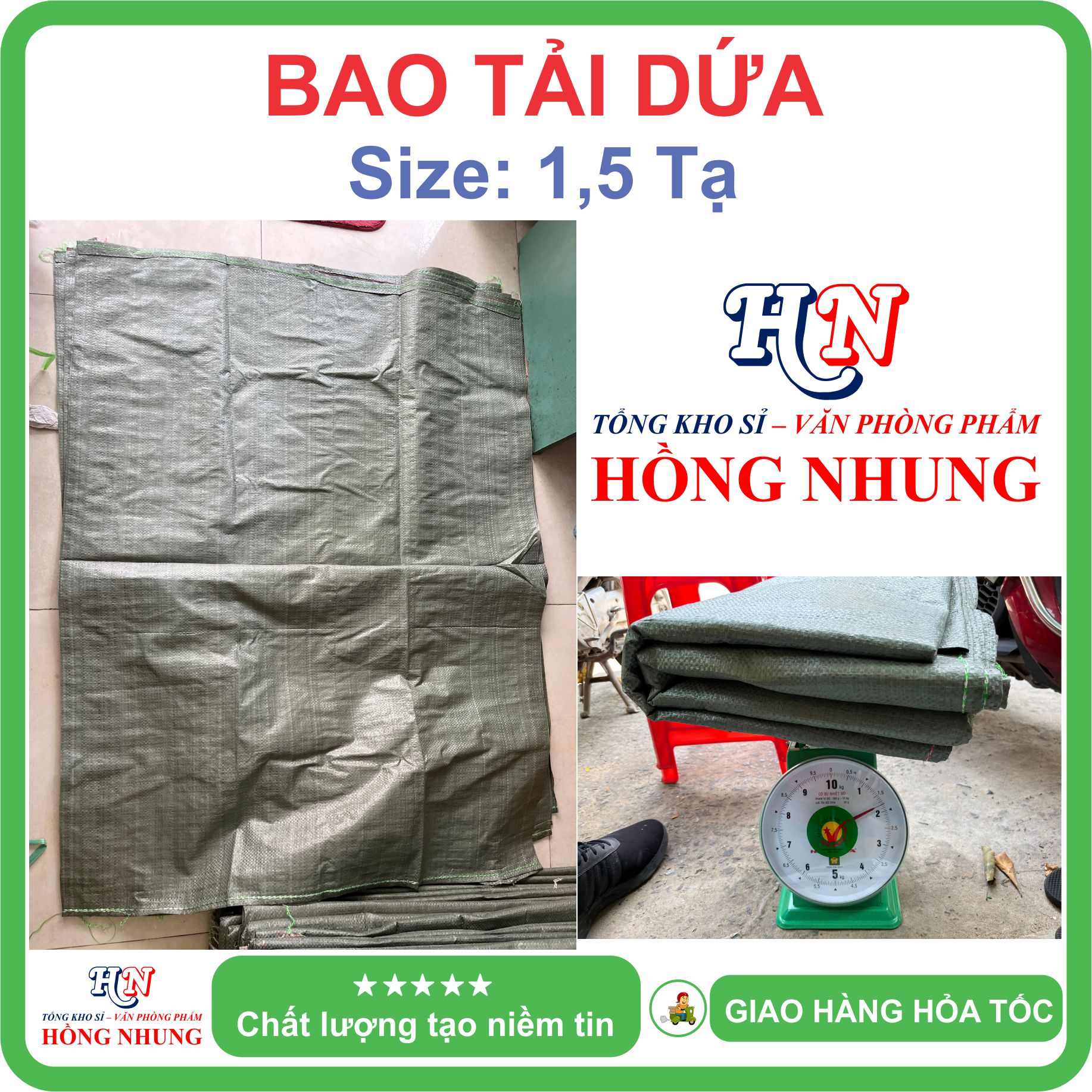 [SÉT] COMBO 5 Bao tải dứa 1,5 tạ (100x128cm) đóng hàng - Chất liệu nilon dai, bền đẹp, chắc chắn, cho bạn an tâm đóng hàng