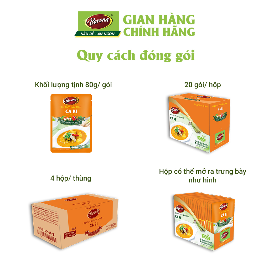 Hình ảnh Combo 5 gói Gia Vị Cà Ri Barona 80g ướp ngon chuẩn vị không cần nêm nếm