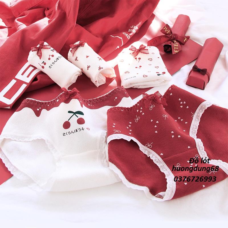 Quần Lót Nữ Cotton Kháng Khuẩn Thời Trang Cherry Đôi Ngang Eo Hàng Loại Đẹp.