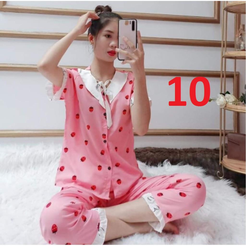 Bộ kate lụa nhún bèo - quần dài tay ngắn - ẢNH THẬT