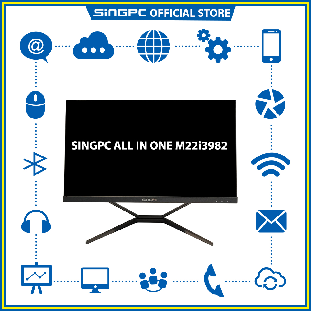 Máy tính All In One SingPC M22i3982( Intel i3-9100, 8GB, SSD 256, 21.5 Full HD IPS, Lan, Wifi, Bluetooth)- Hàng Chính Hãng