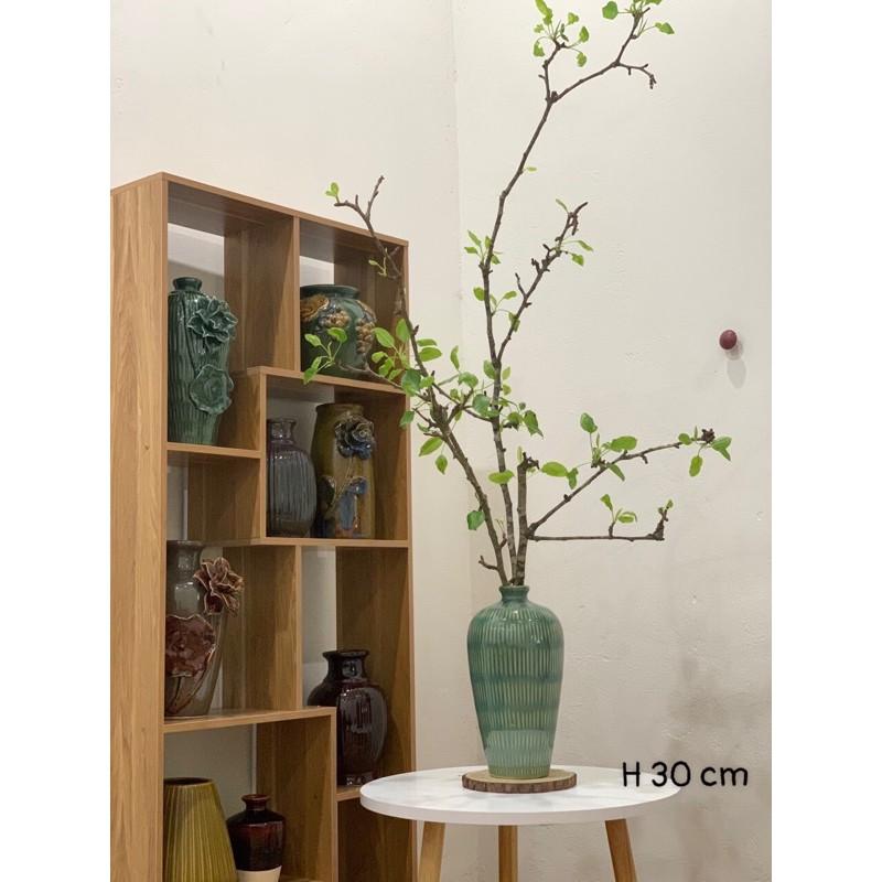 Lọ gốm xanh ngọc 30cm cắm tuyết mai