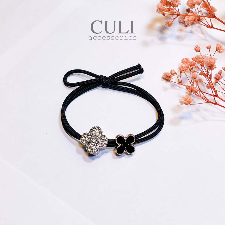 Dây thun cột tóc hình trái tim, cỏ may mắn đính đá xinh xắn Culi.accessories