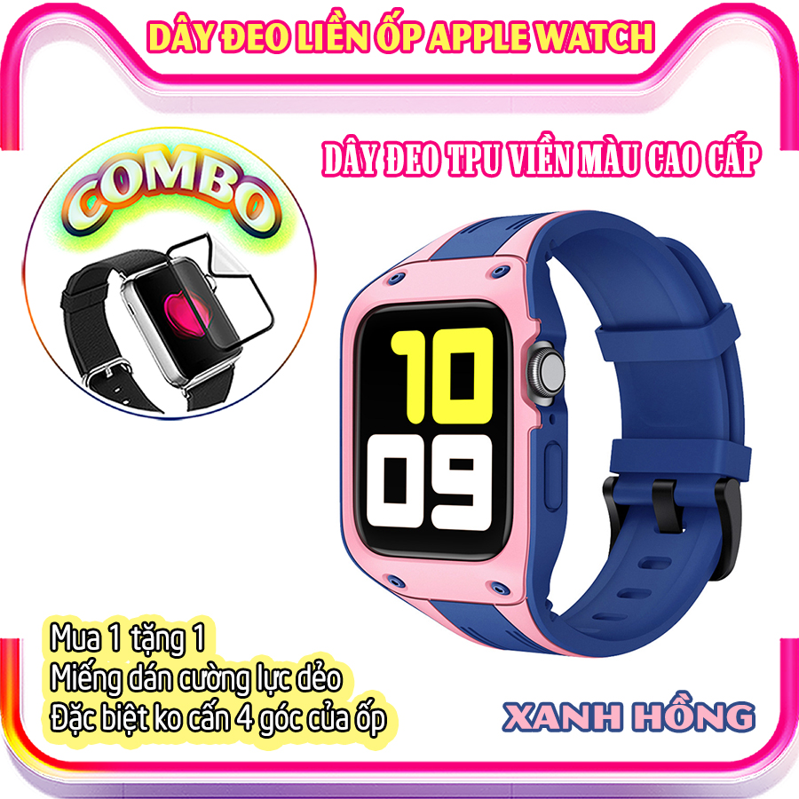 Dây Đeo liền ốp dành cho Apple Watch 7/6/5/4/3/2/1 size 38/40/41/42/44/45mm TPU chống sốc viền màu - nhiều màu