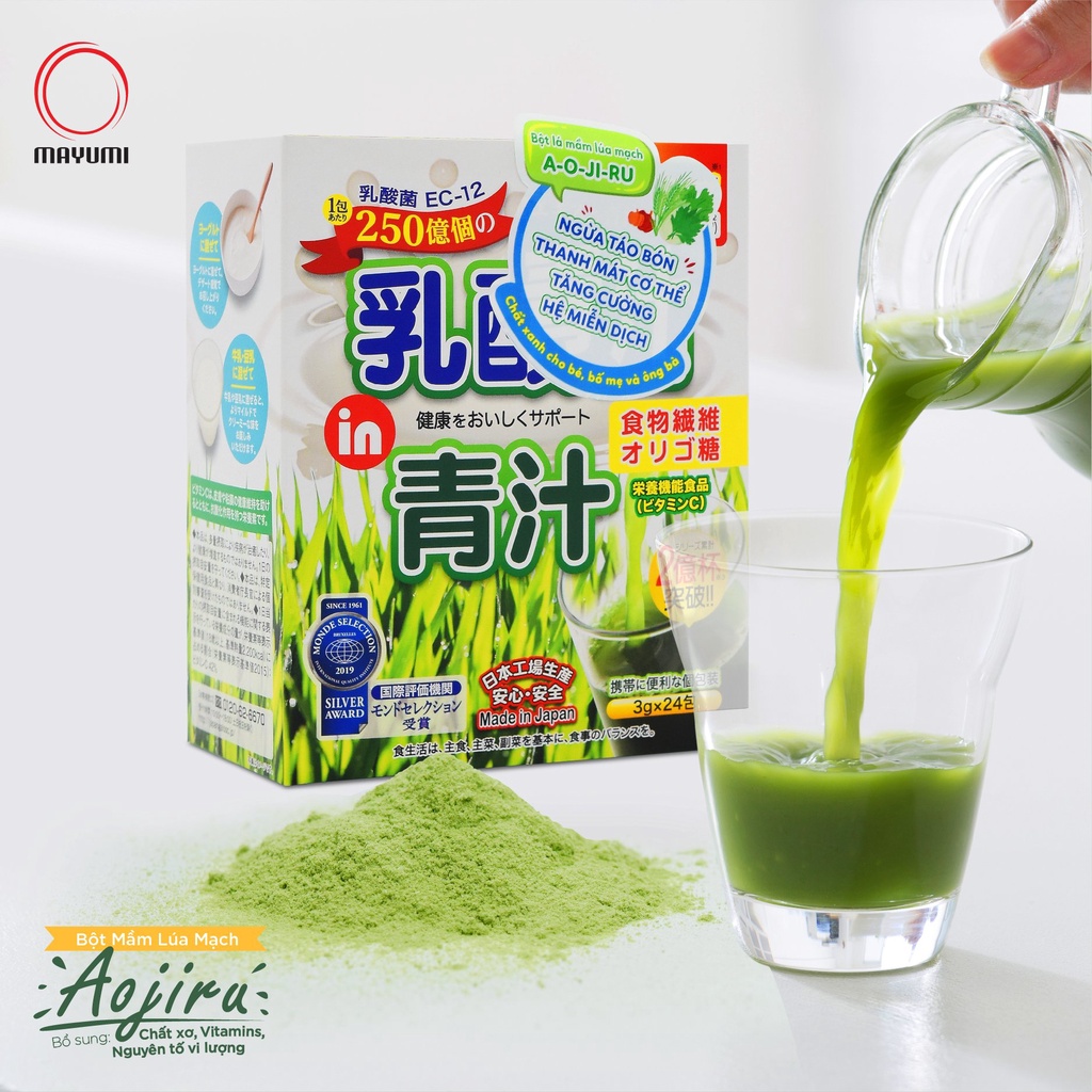 Bột mầm lúa mạch Aojiru lợi khuẩn Acid Lactic 72g