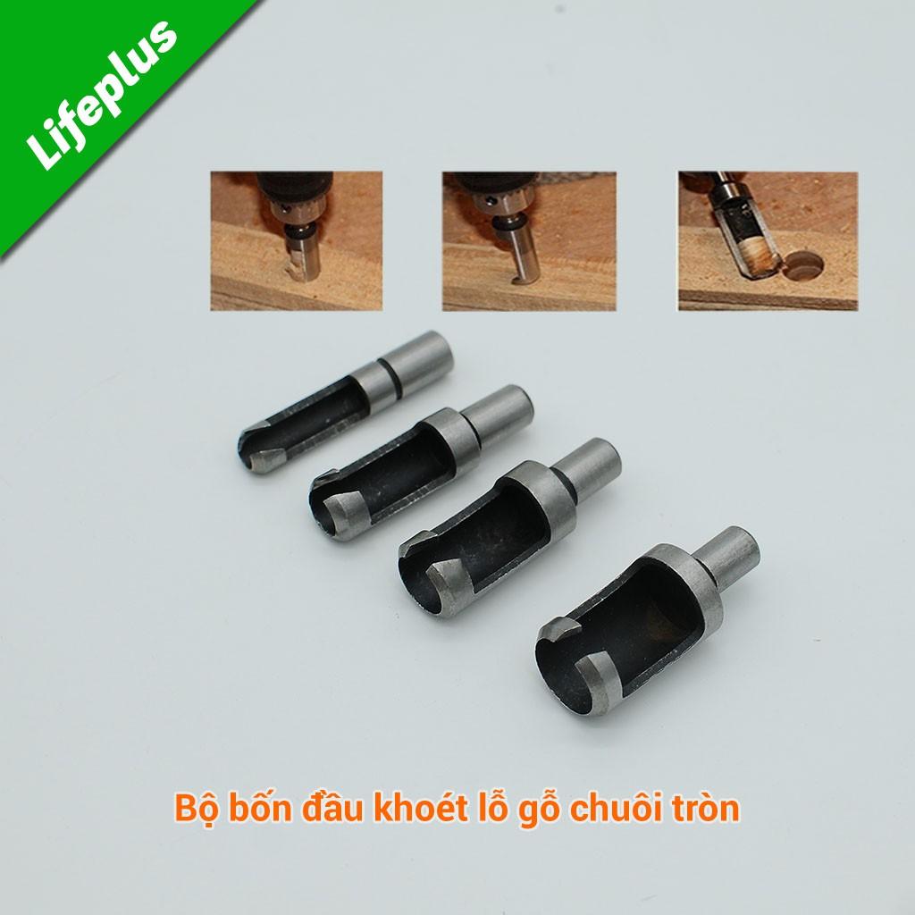 Bộ 4 mũi khoan lấy nút gỗ chuôi tròn 6-16mm