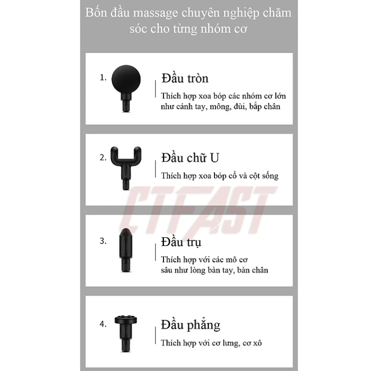 Máy massage KG720 mini cầm tay 6 chế độ hỗ trợ mát xa chuyên sâu, giảm đau cơ, cứng khớp hiệu quả nhanh chóng, đi kèm 4 đầu chuyên dụng 1500mah- Hàng chính hãng