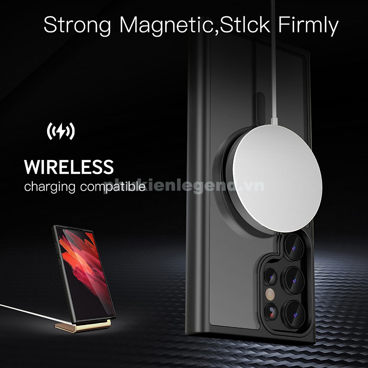 Ốp lưng nhám sạc từ tính cho Samsung Galaxy S24 Ultra hiệu Likgus PC Ultra-thin Frosted Magnetic Case - mặt lưng nhám mờ chống bám bẩn, gờ bảo vệ Camera 0.5mm - Hàng chính hãng