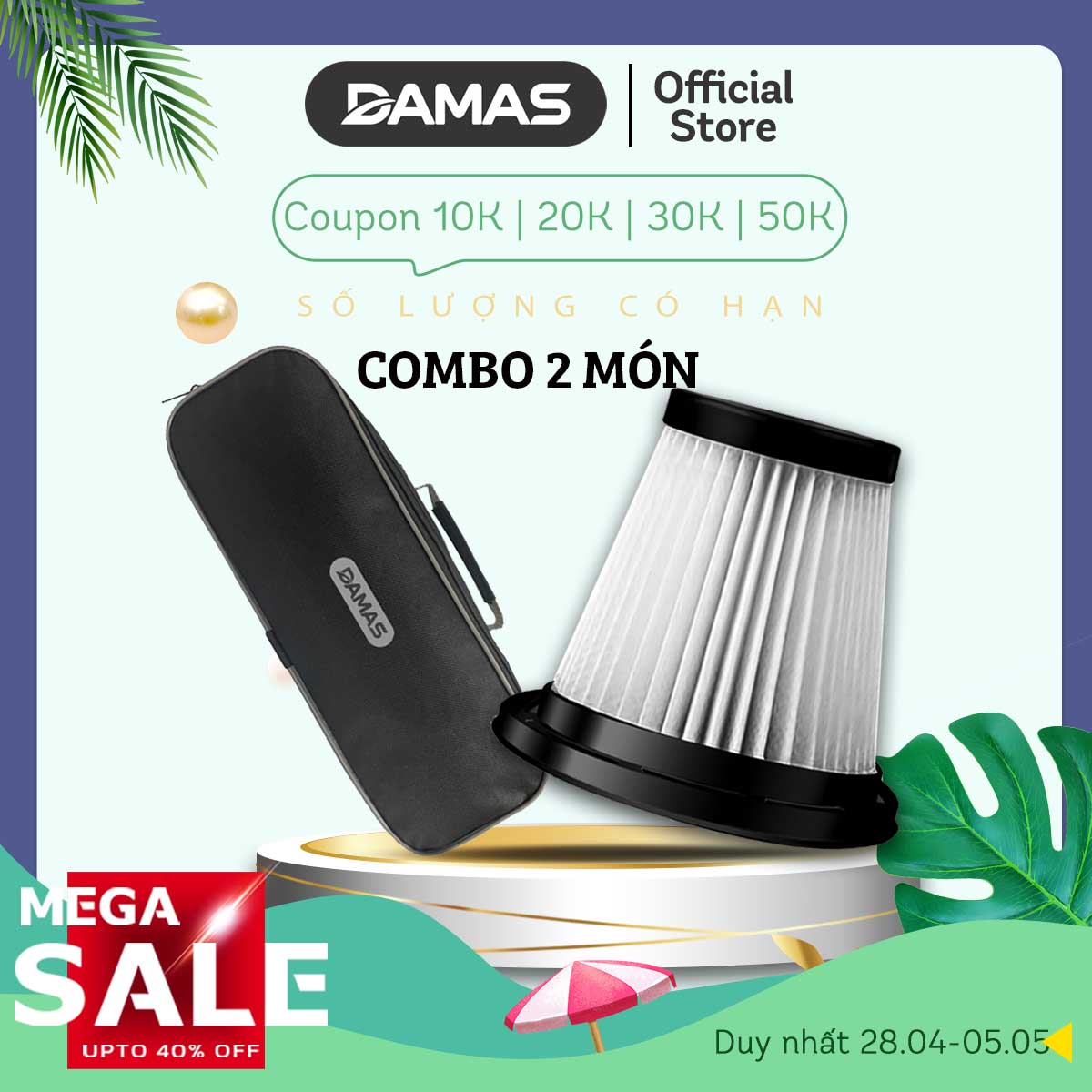 Combo túi đựng + bộ lọc máy hút bụi DAMAS DA113C - Hàng chính hãng