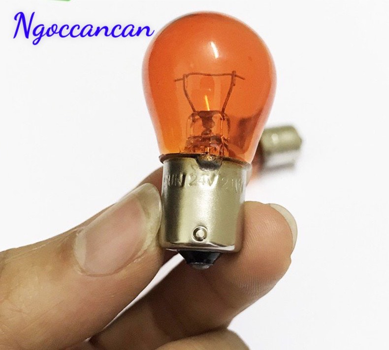 Bộ 2 Bóng Đèn Xi Nhan Ô Tô Màu Vàng 1 Tóc 12V 21W hoặc 24V 21W Đui Cài