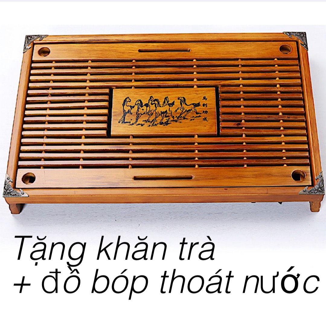 KHAY TRÀ GỖ MÃ ĐÁO THÀNH CÔNG TẶNG KHĂN TRÀ TRE