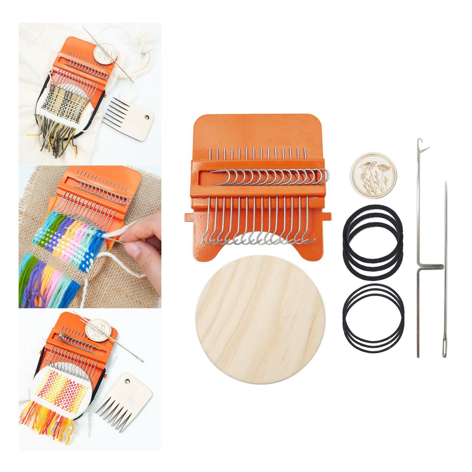 Darning Knitting 12Hooks Portable Mini Durable with Wooden Disc Weave Tool for Beginners