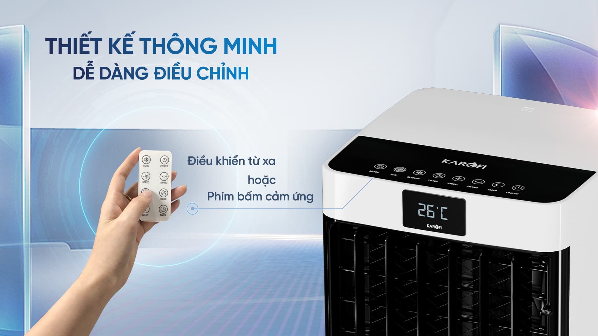 Quạt điều hòa Karofi KAC-H41R 3 chế độ gió công nghệ tạo ion âm - Hàng chính hãng