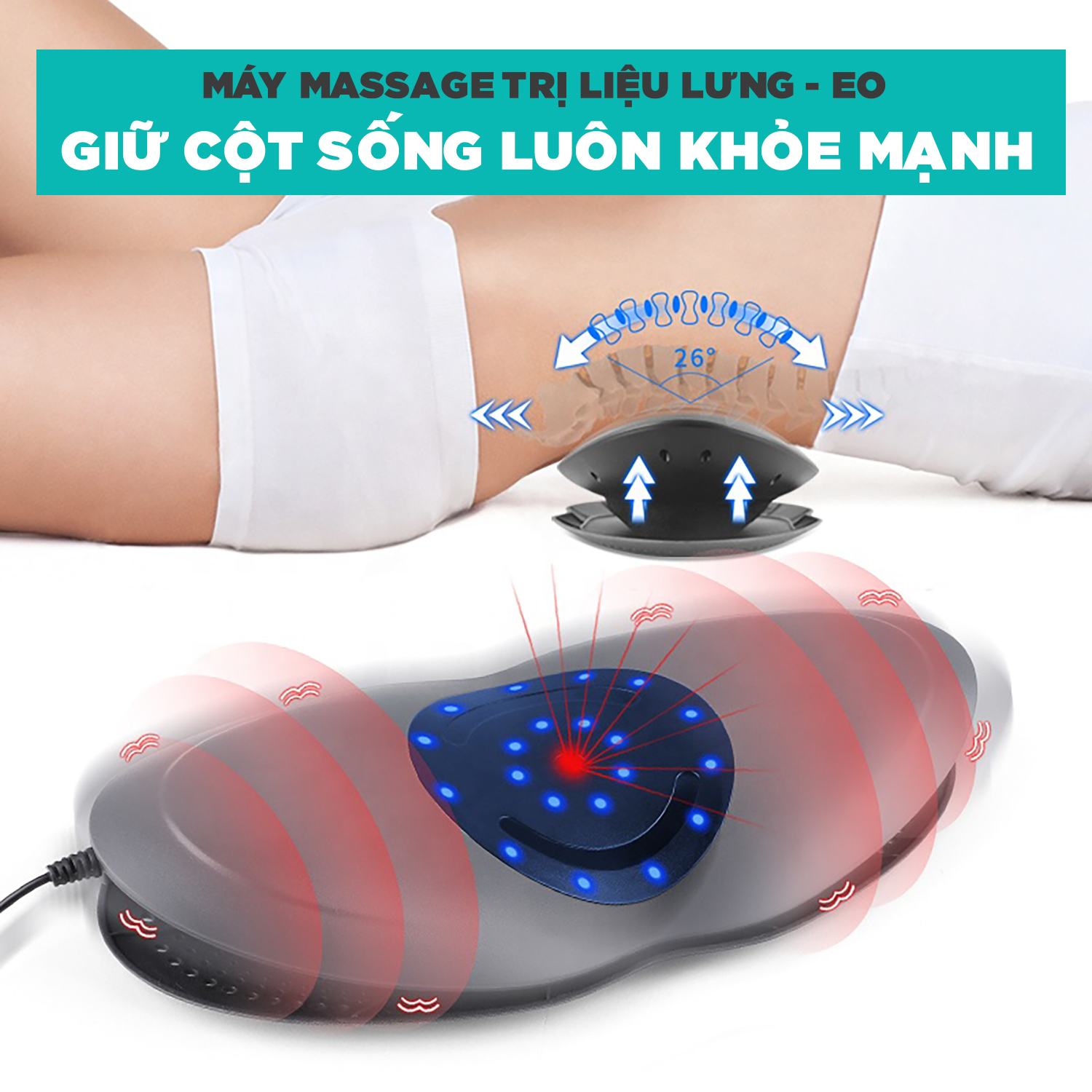 Máy Massage Lưng Cao Cấp KINGTECH KB-920 - Mát xa Thắt Lưng, Eo, Cột Sống - Hỗ Trợ Điều Trị Thoát Vị Đĩa Đệm, Thoái Hóa, Đau Đốt Sống, Vai Gáy - Tích Hợp Tính Năng Nhiệt Hồng Ngoại 45 - 65 độ - Hàng Chính Hãng