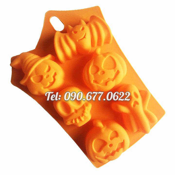 Khuôn silicone làm bánh, rau câu, socola 6 hình Halloween – Mã số 1495