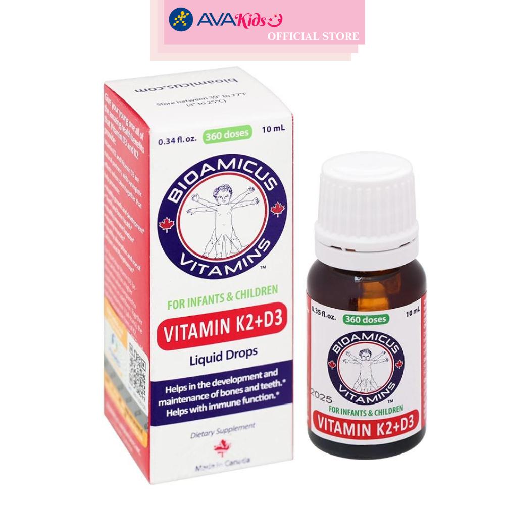 Siro BioAmicus Vitamin K2+D3 hỗ trợ tốt sức khỏe xương, răng 10 ml (từ 0 tháng)