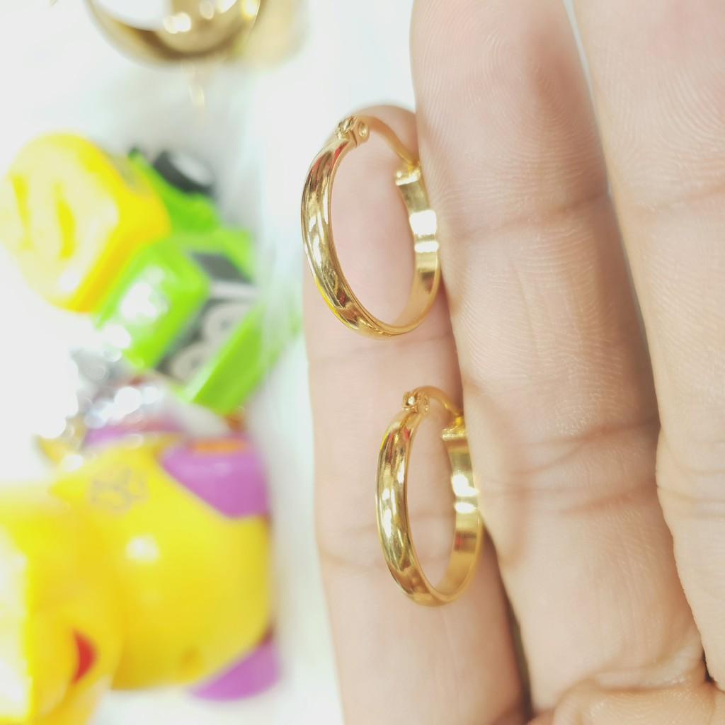 Khuyên Tai Tròn Bản Nhỏ Đơn Giản Titanium Cao Cấp- Dùng bền màu tắm rửa