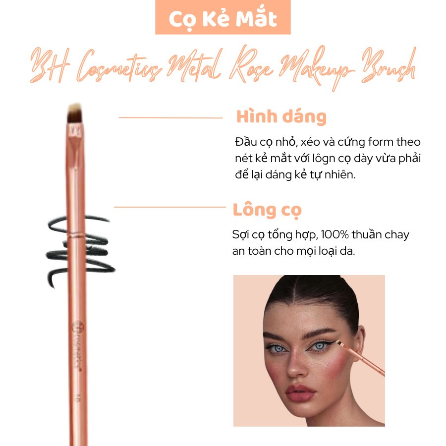 Cọ kẻ mắt cọ tán chân mày BH COSMETICS meta rose 10
