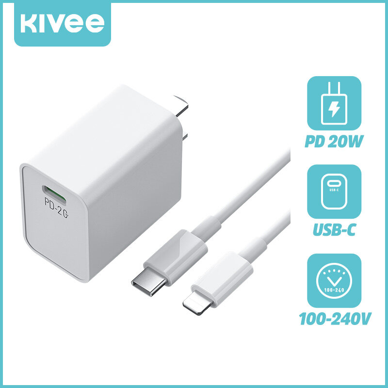 Cốc sạc KIVEE PSD01 PD 20W Sạc Nhanh 3.0 TYPE C - Có Kèm Dây Sạc - Bảo Hành 12 Tháng