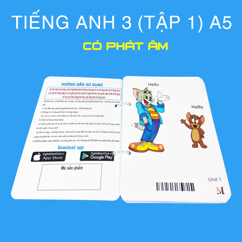 2 Bộ flashcard tiếng Anh 3 khổ lớn A5, có phát âm và hình ảnh sinh động