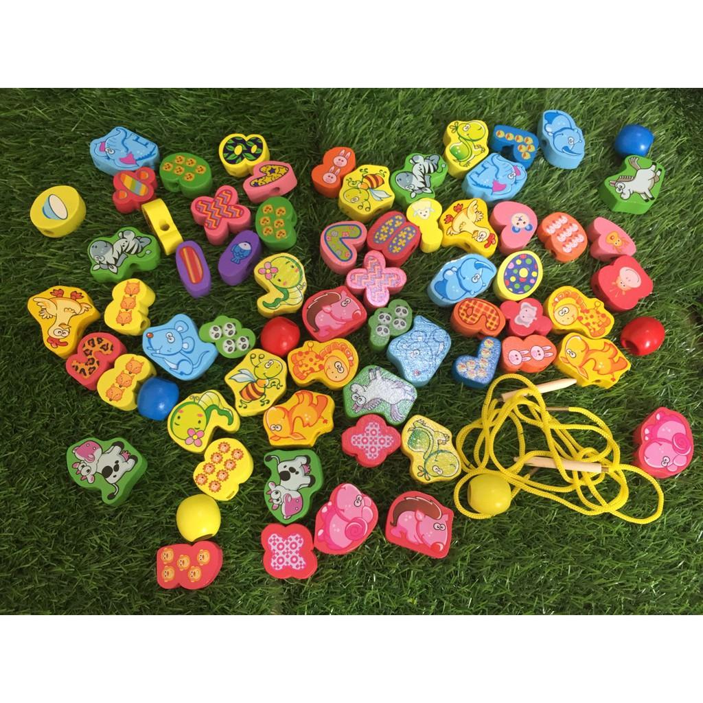 Xâu Hạt Gỗ 68CT Hình Động Vật - Đồ Chơi Gỗ Cao Cấp