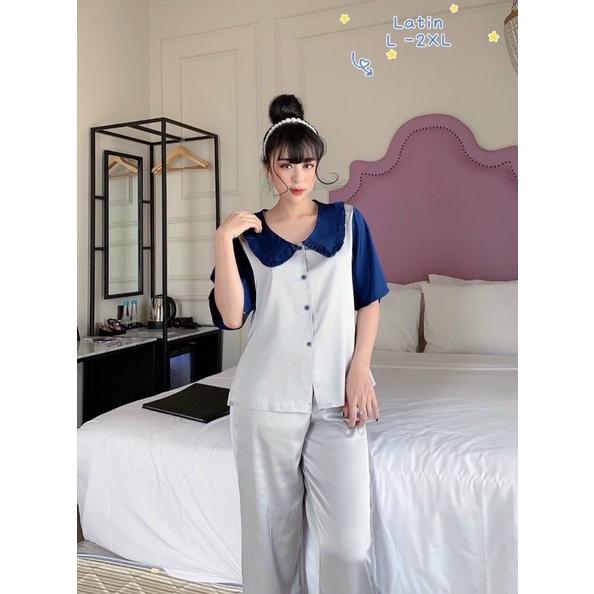 Đồ bộ lụa Latin cổ bèo