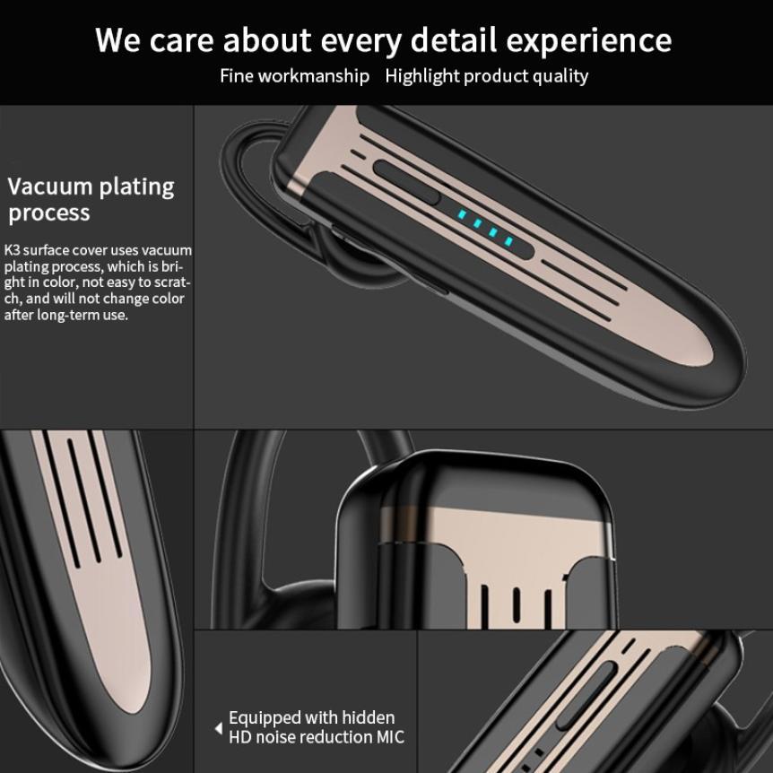 2021 K3 K2 Bluetooth 5.0 Tai Treo Tai Nghe Không Dây 300mA Chờ Dài 1 Tai-Móc Gọi Rảnh Tay chống Ồn Tai Nghe Chụp Tai