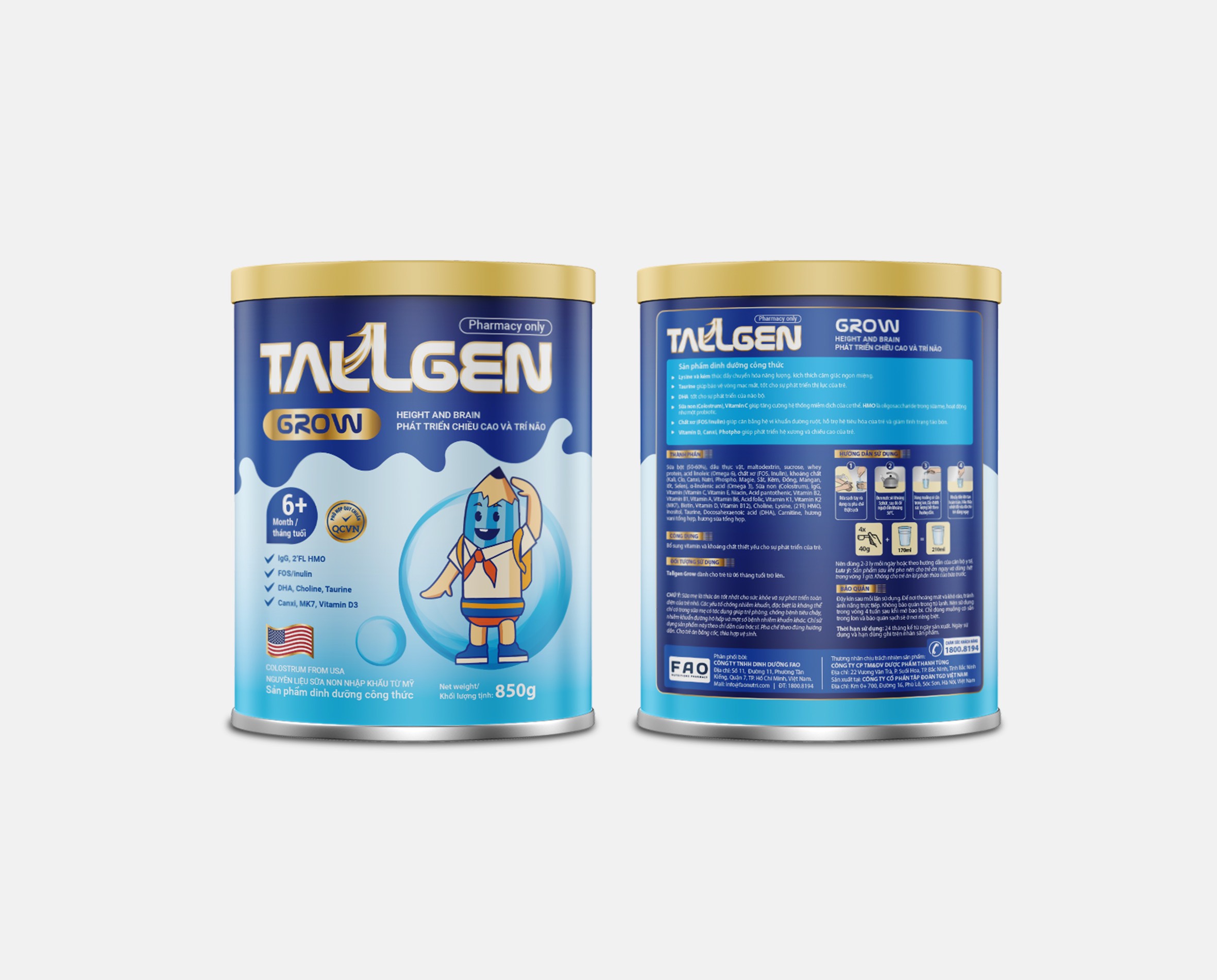 Sữa Tallgen Grow phát triển chiều cao &amp; trí não cho trẻ từ 06 tháng tuổi