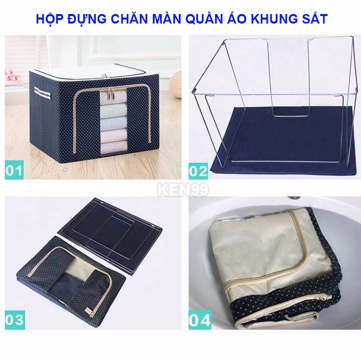 Túi vải cất chăn màn khung sắt