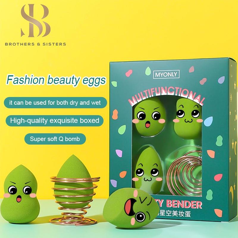 Bộ 3 mút xốp trang điểm hình quả trứng có giá đỡ tiện lợi SUAKE