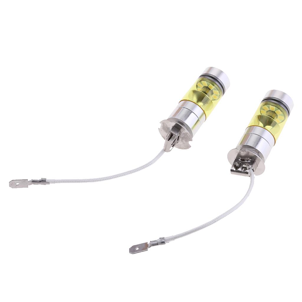 2 Pieces H3 20LED 1000LM 100W High Power Projector Fog Driving Light Bulbs - Yellow