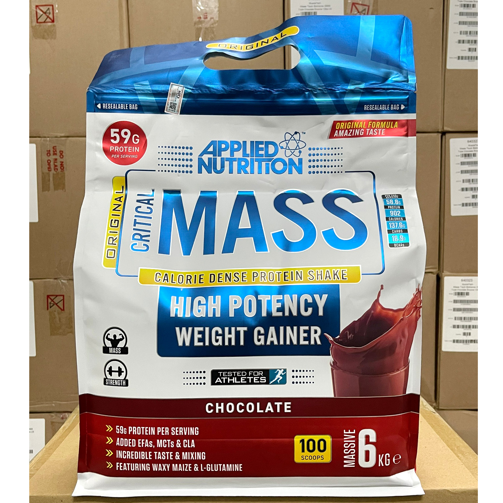 Sữa tăng cân tăng cơ nạc Original Critical Mass của Applied Nutrition bịch 6kg hỗ trợ tăng cân, tăng cơ nhanh cho người gầy