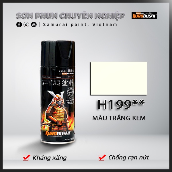 Sơn xịt Samurai Kurobushi - MÀU TRẮNG KEM H199