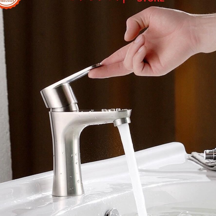 THÂN ĐÚC NGUYÊN KHỐI INOX 304 / Vòi Rửa Mặt Lavabo Nóng Lạnh INOX 304 (NL311)