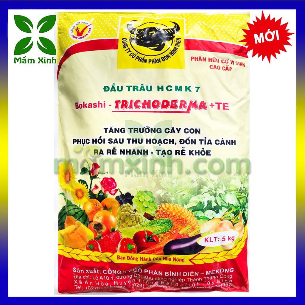 Phân Bón Đầu Trâu Hữu Cơ Trichoderma + TE Túi Lớn 5kg