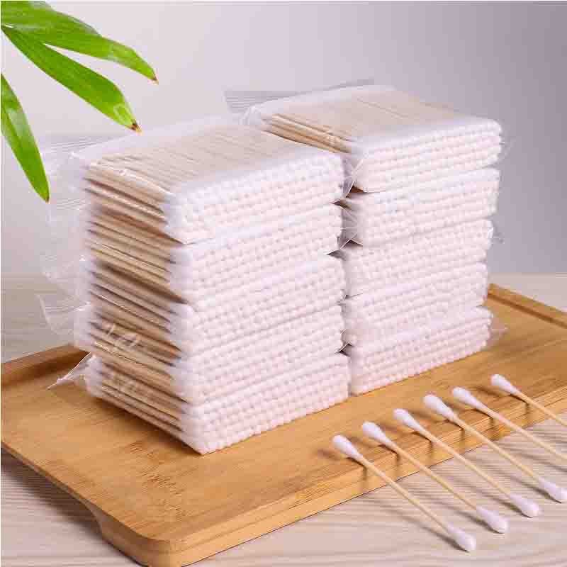 Túi 100 Tăm Bông Ngoáy Tai, Lấy Ráy Tai Thân Gỗ, Bông Kháng Khuẩn Thân Thiện Với Môi Trường, Tiện Dụng Trong Gia Đình. TakyHome 7033