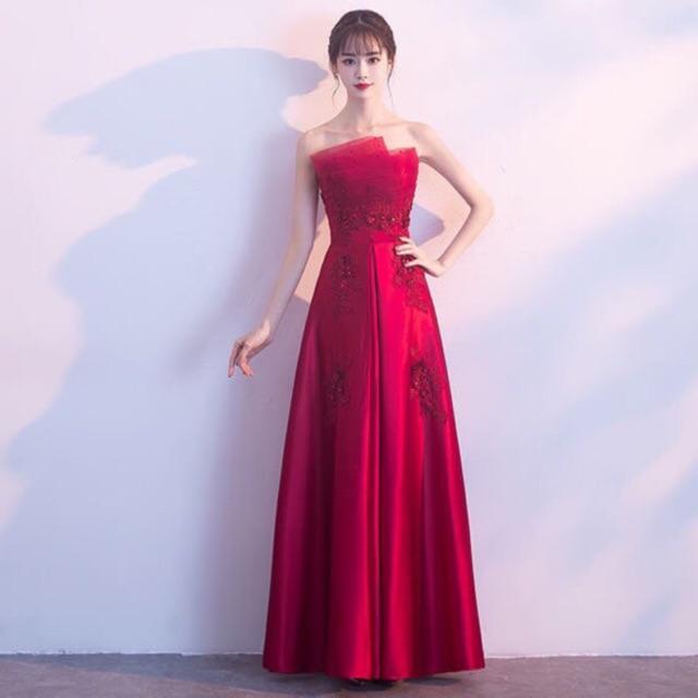 Đầm Maxi cúp xếp ly ngực kết hoa thêu nổi SANG TRỌNG - Size M L đến 58kgMM MM