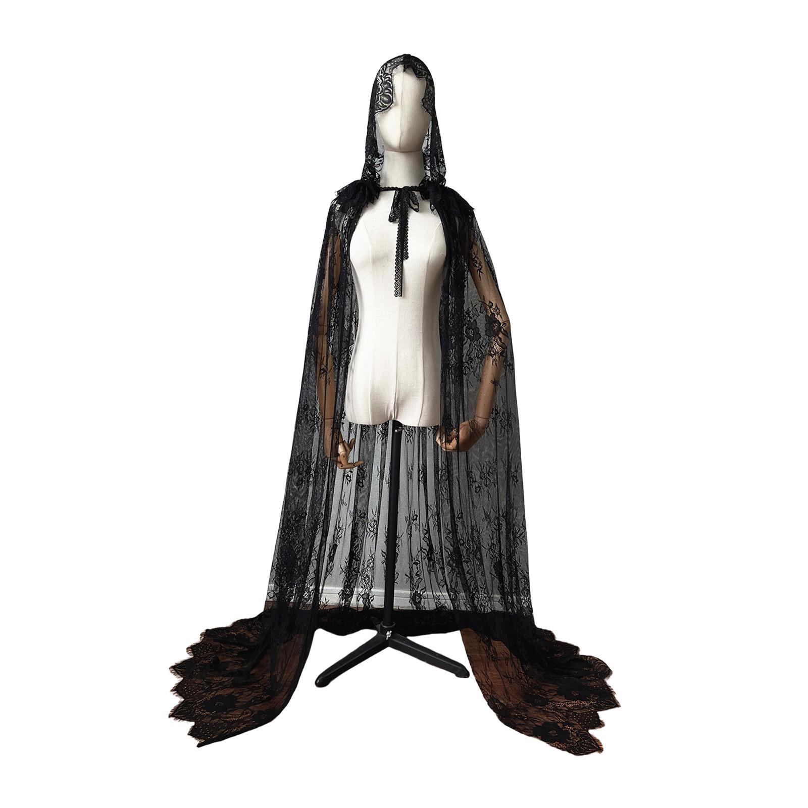 Long Hooded Cloak Cape Hooded Cape Open Front Floor Length Wedding Bridal Cloak for Women Halloween Costume for Medieval Costumes Masquerade