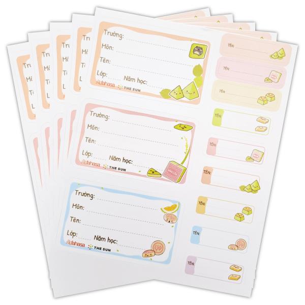 Nhãn Vở Bánh Việt 3 Ô Kèm Sticker - The Sun (15 Nhãn)